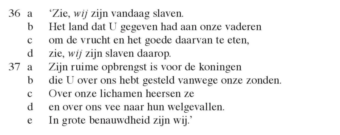 Schematische weergave van Nehemia 9:36-37.
