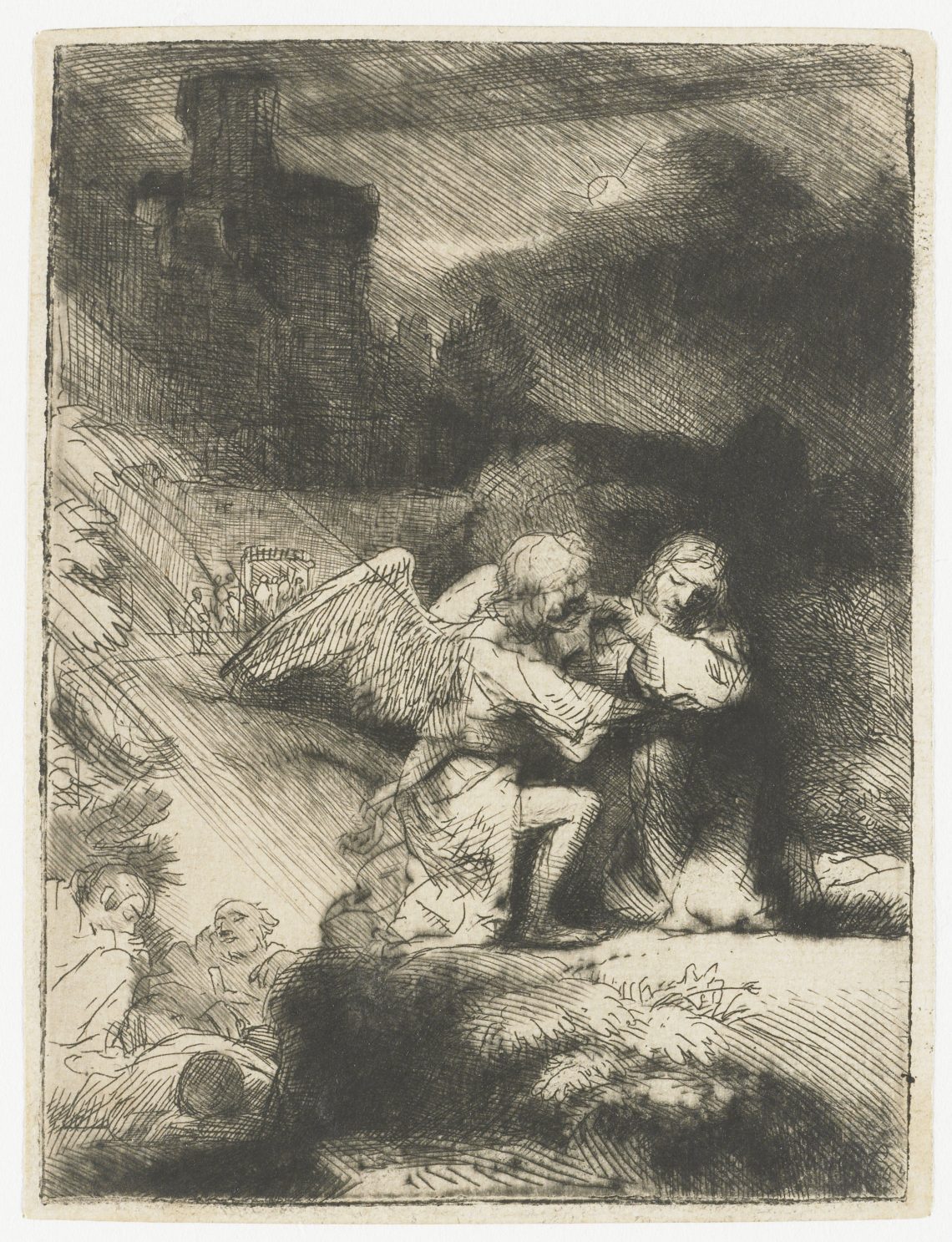 Foto van ets 'Jezus in de Hof van Getsemane' door Rebrandt van Rijn